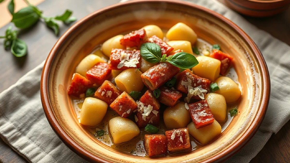 Des gnocchi aux petits pois et pancetta prêts en 20 minutes