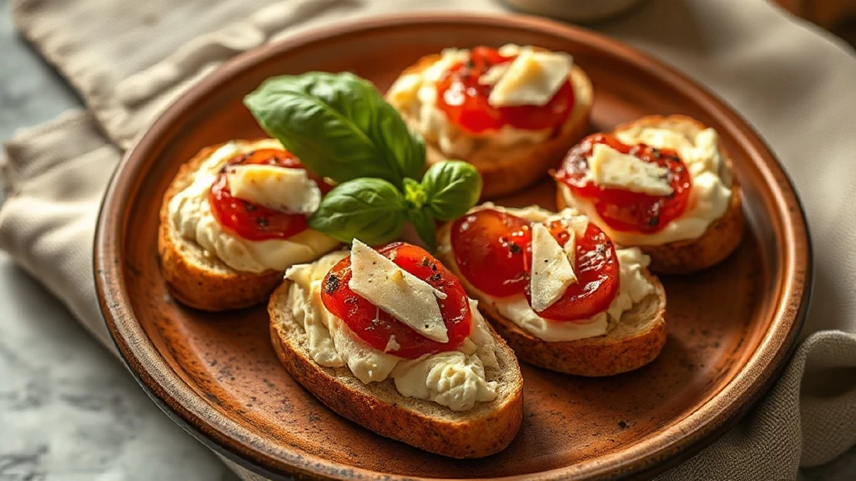 Des crostini italiens à la ricotta fouettée pour l'apéritif