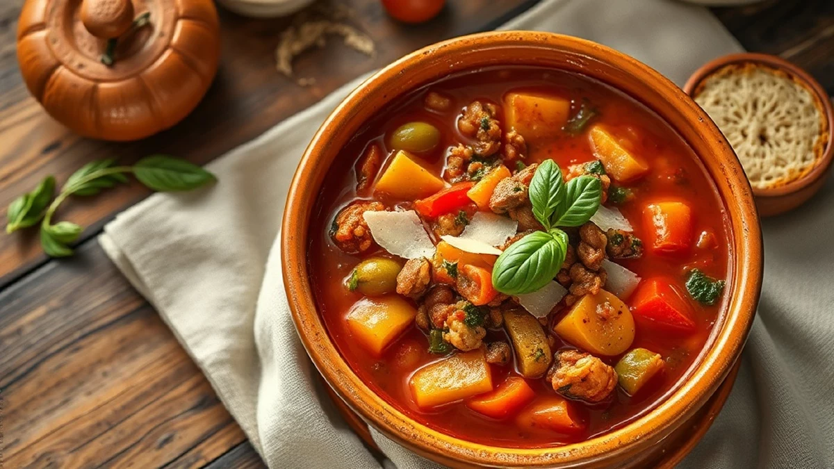 Le minestrone printanier italien rempli de légumes de saison