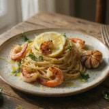 Les spaghetti aux crevettes et citron prêts en 20 minutes